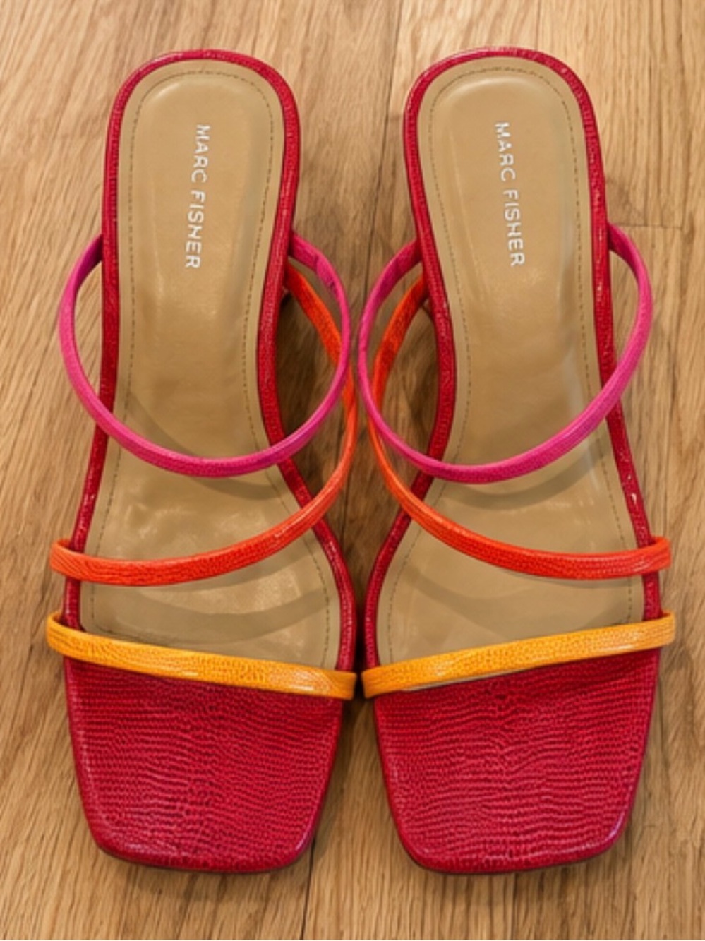 Women's Multi-Color Strappy block heels — Marc Fisher Size 9